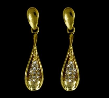 Brinco dourado com strass
